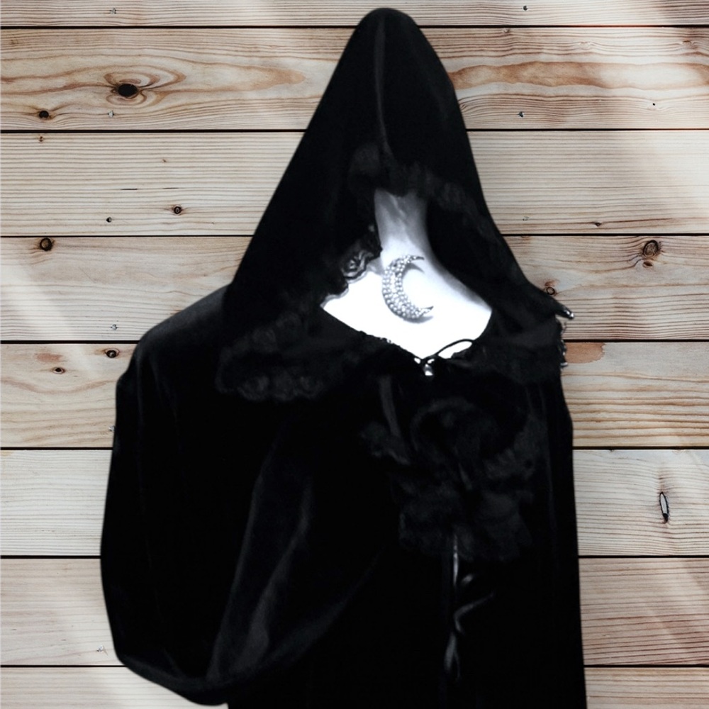 Flaming Angels Canada Velvet & Lace Gothic Victorian Vampire Hood Cloak 24 XXL - Picture 6 of 16